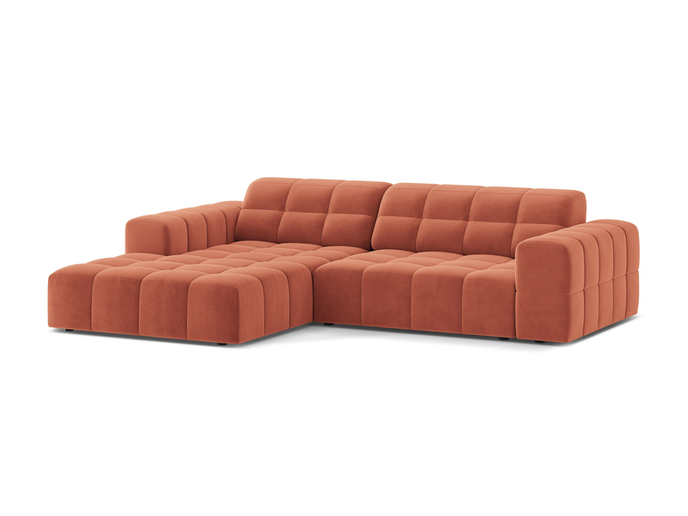 Cosmopolitan Design Ecksofa Chicago 3-Sitzer Samt Venus Koralle Links