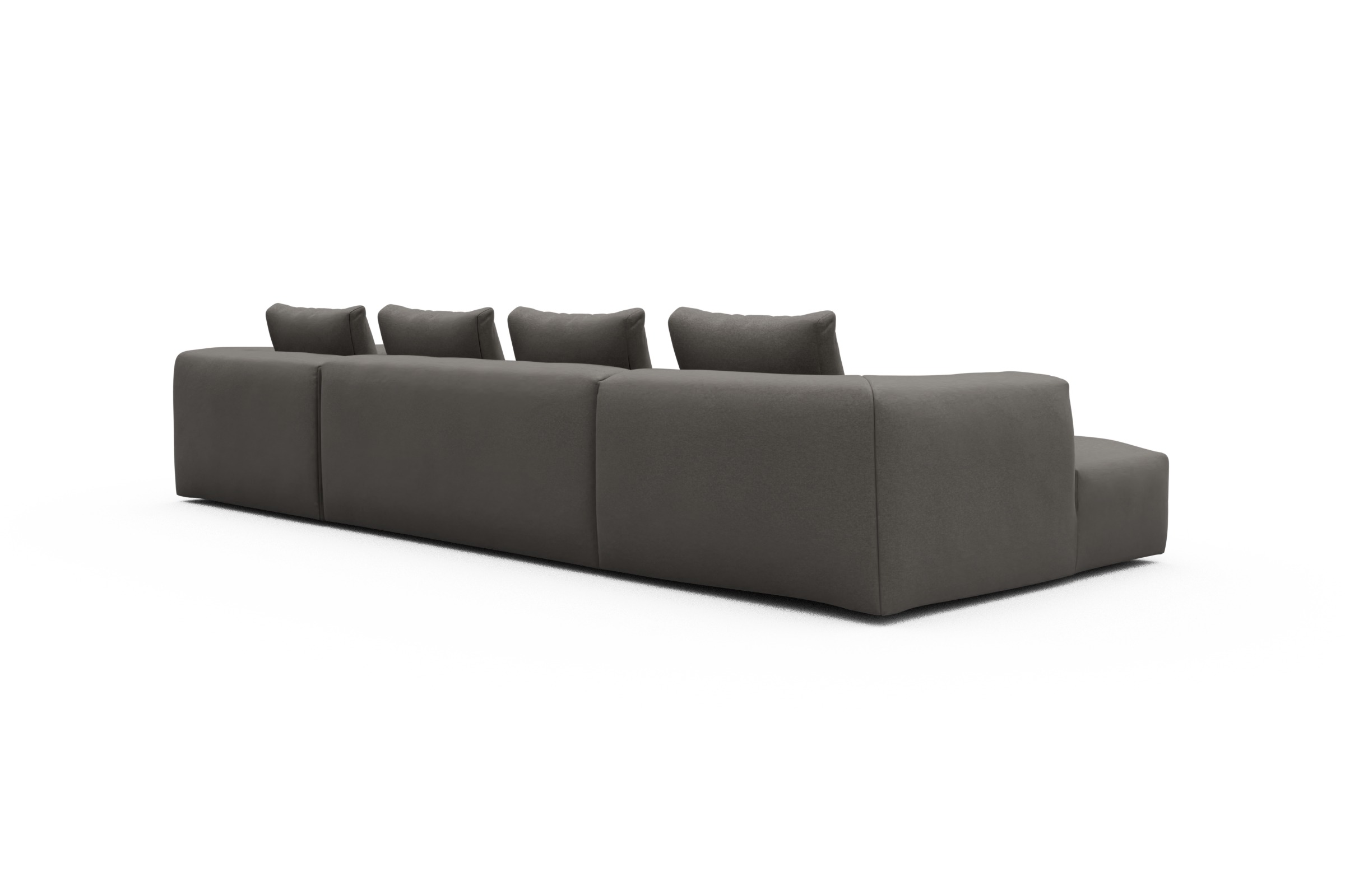 Wohnlandschaft Fred Relax-Ecke rechts mit 2-Sitzer und Chaiselongue links Satya-Taupe