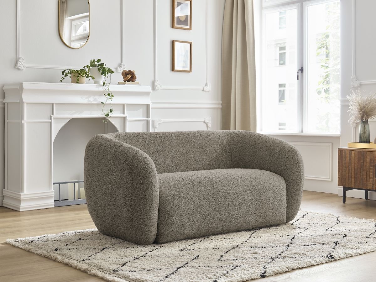 Bobochic Celine Sofa 2-Sitzer Bouclé-Stoff Taupe