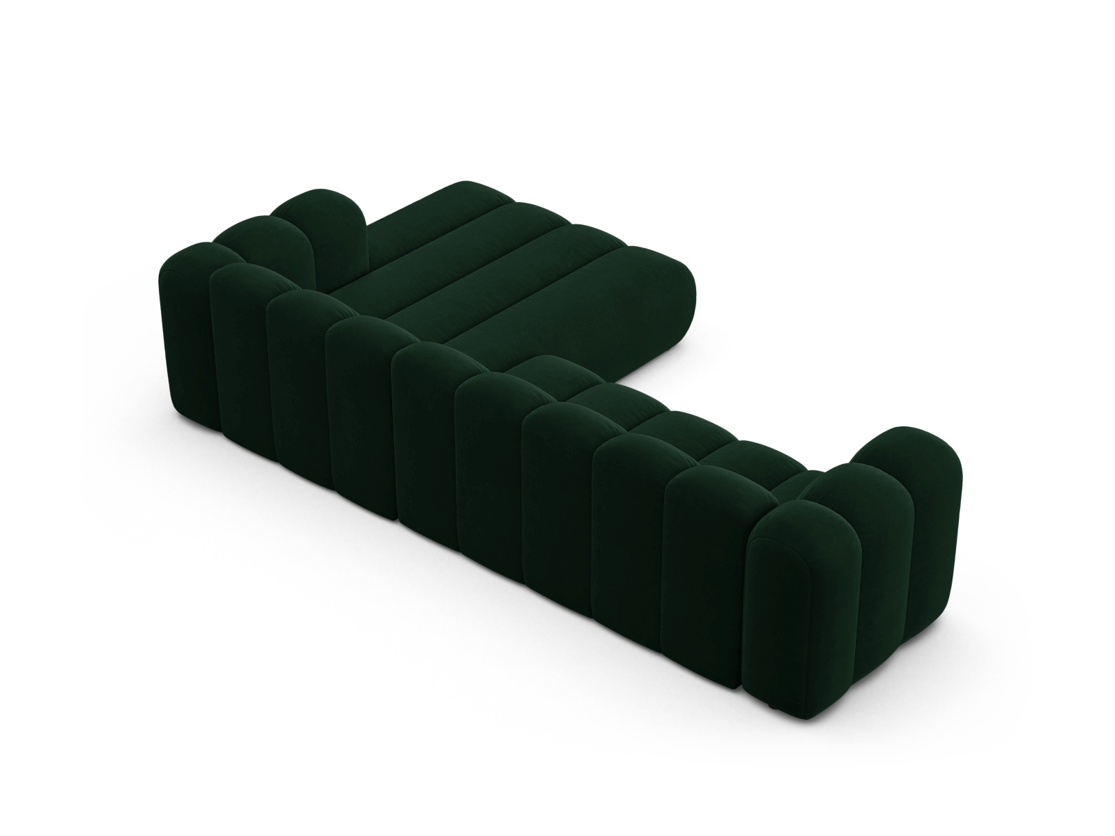 Micadoni Modulares Ecksofa Lupine 4-Sitzer Rechts Samt Salvador Flaschengrün