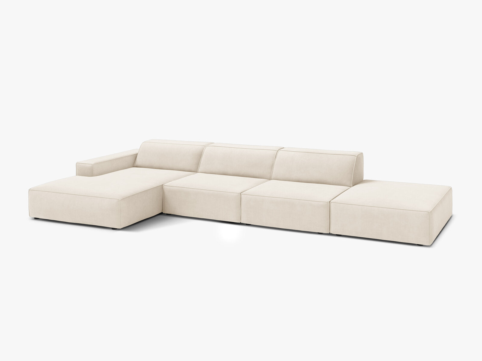 Micadoni Ecksofa Jodie 5-Sitzer Links Samt Bluvel Helles Beige