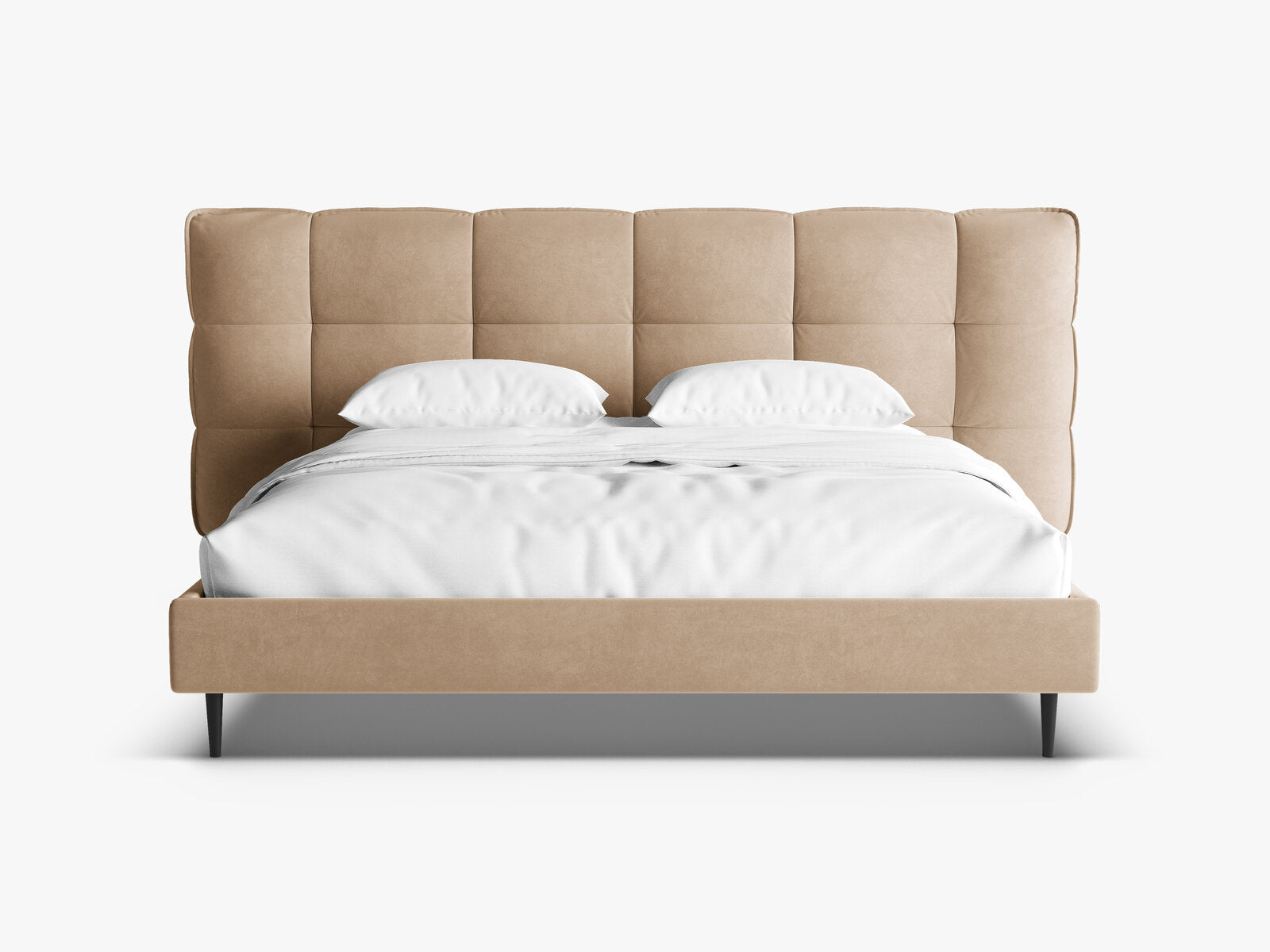 Micadoni Stauraumbett mit Kopfteil Eric with legs Samt Casino Sand 200x200
