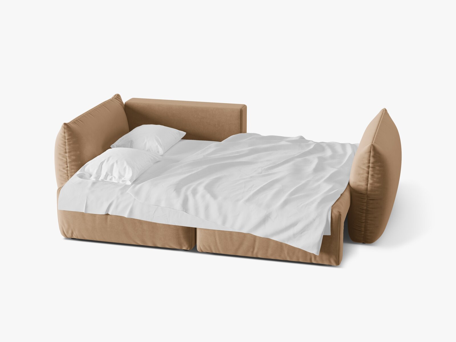 Micadoni Bloom Ecksofa 3-Sitzer mit Schlaffunktion Links Samt Casino Mandelbeige