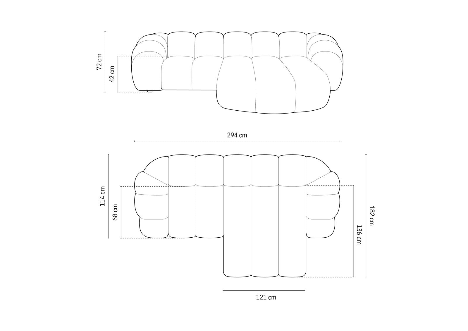 Micadoni Ecksofa Diana 3-Sitzer Rechts Strukturierter Samt Bubble Jeansblau