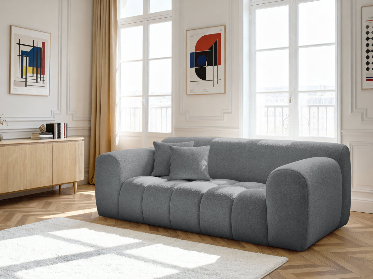 Bobochic Melisse Sofa 2-Sitzer Melange-Stoff Dunkelgrau