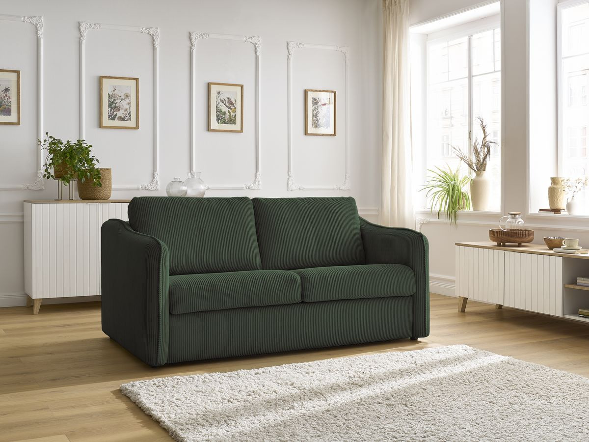 Bobochic Lenny Schlafsofa 3-Sitzer Cordsamt Grün