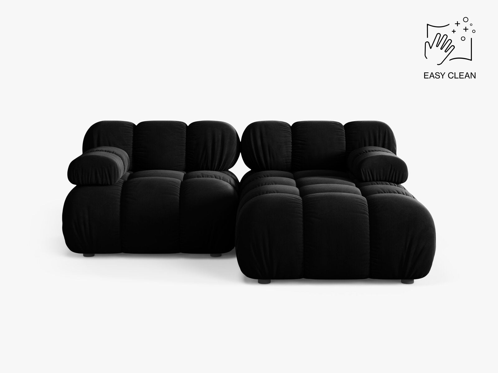 Micadoni Modulares Ecksofa Bellis 3-Sitzer Rechts Samt Venus Schwarz