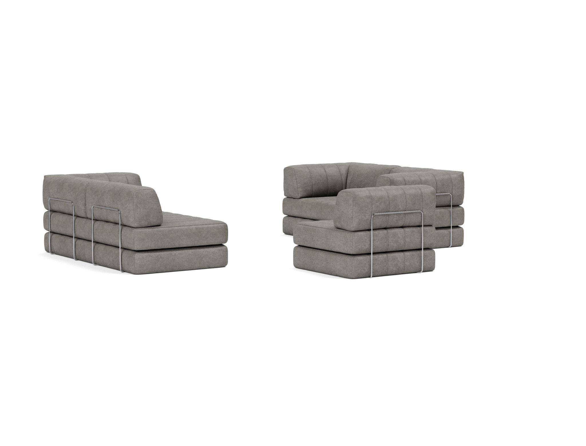 Eck-Schlafsofa CozyPad mit Armlehnen Flachgewebe Avella 282-Warm-Grey