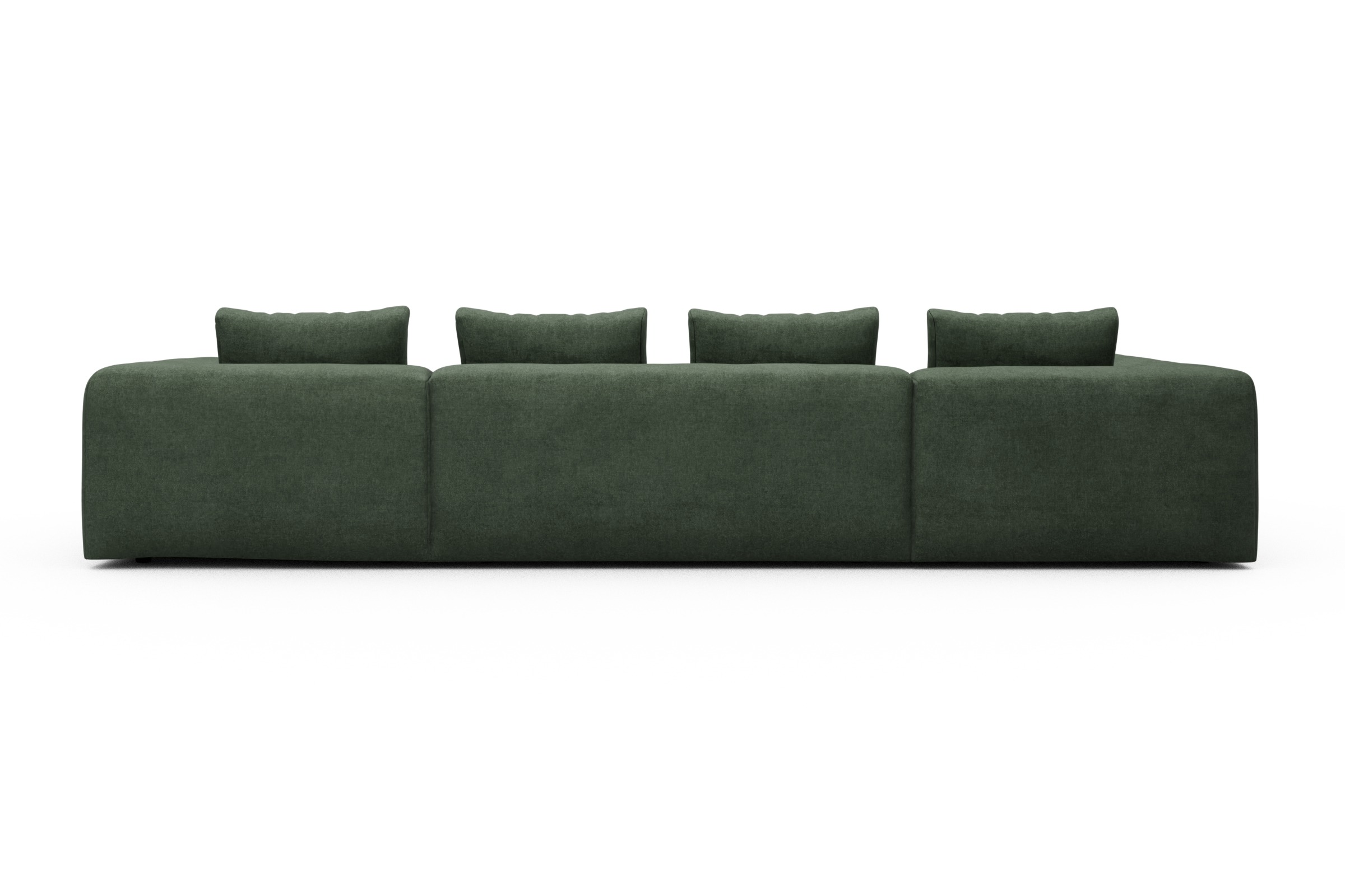 Wohnlandschaft Fred Relax-Ecke links mit 2-Sitzer und Chaiselongue rechts Strukturierter Stoff Casone 498-Forest-Green