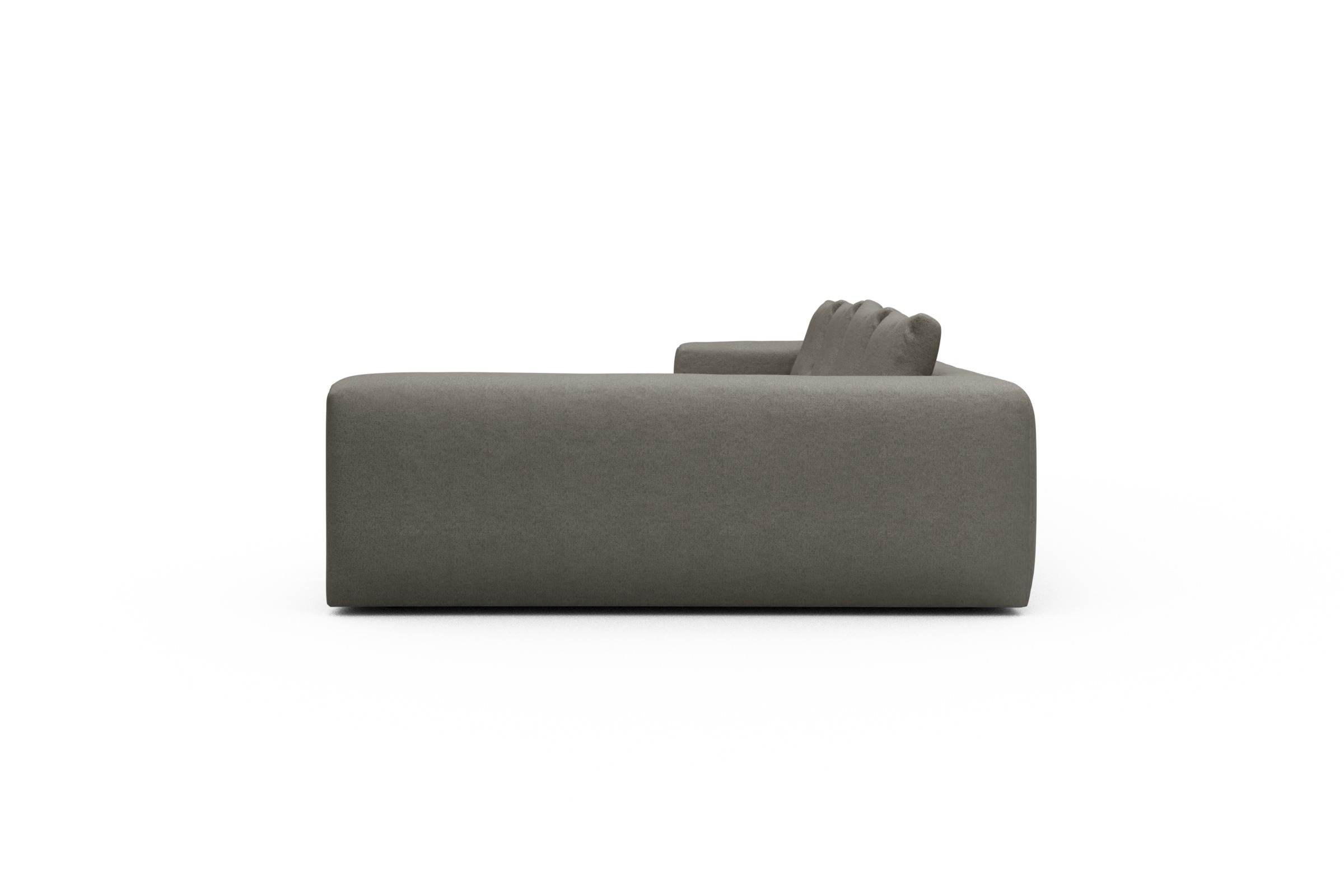Wohnlandschaft Fred Chaiselongue links mit 2-Sitzer und lange Armlehne rechts Denari-Warm-Grey