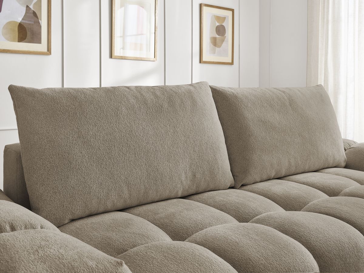 Bobochic Everest Sofa 3-Sitzer mit Pouf, 2 Kissen Melange-Stoff Taupe