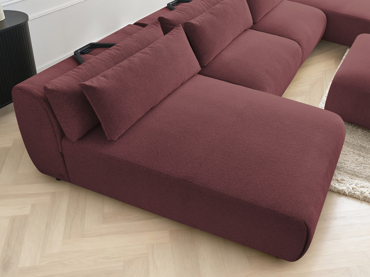 Bobochic Jana Wohnlandschaft mit kleinem Pouf Melange-Stoff Rot