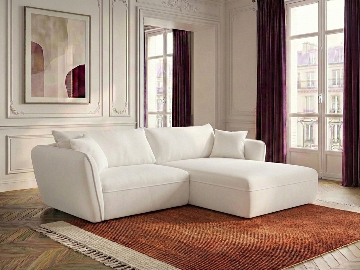 Bobochic Luigi Ecksofa Strukturstoff Weiß Ecke rechts