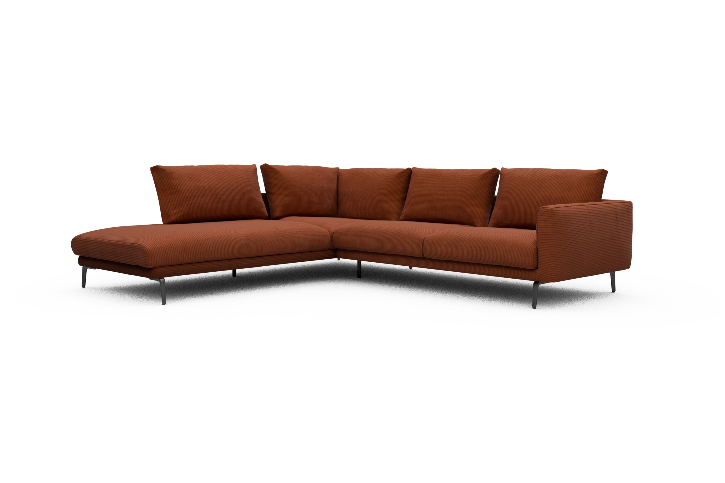 Ecksofa Karl Relax-Ecke links mit 2,5-Sitzer Corduroy-Burnt-Orange