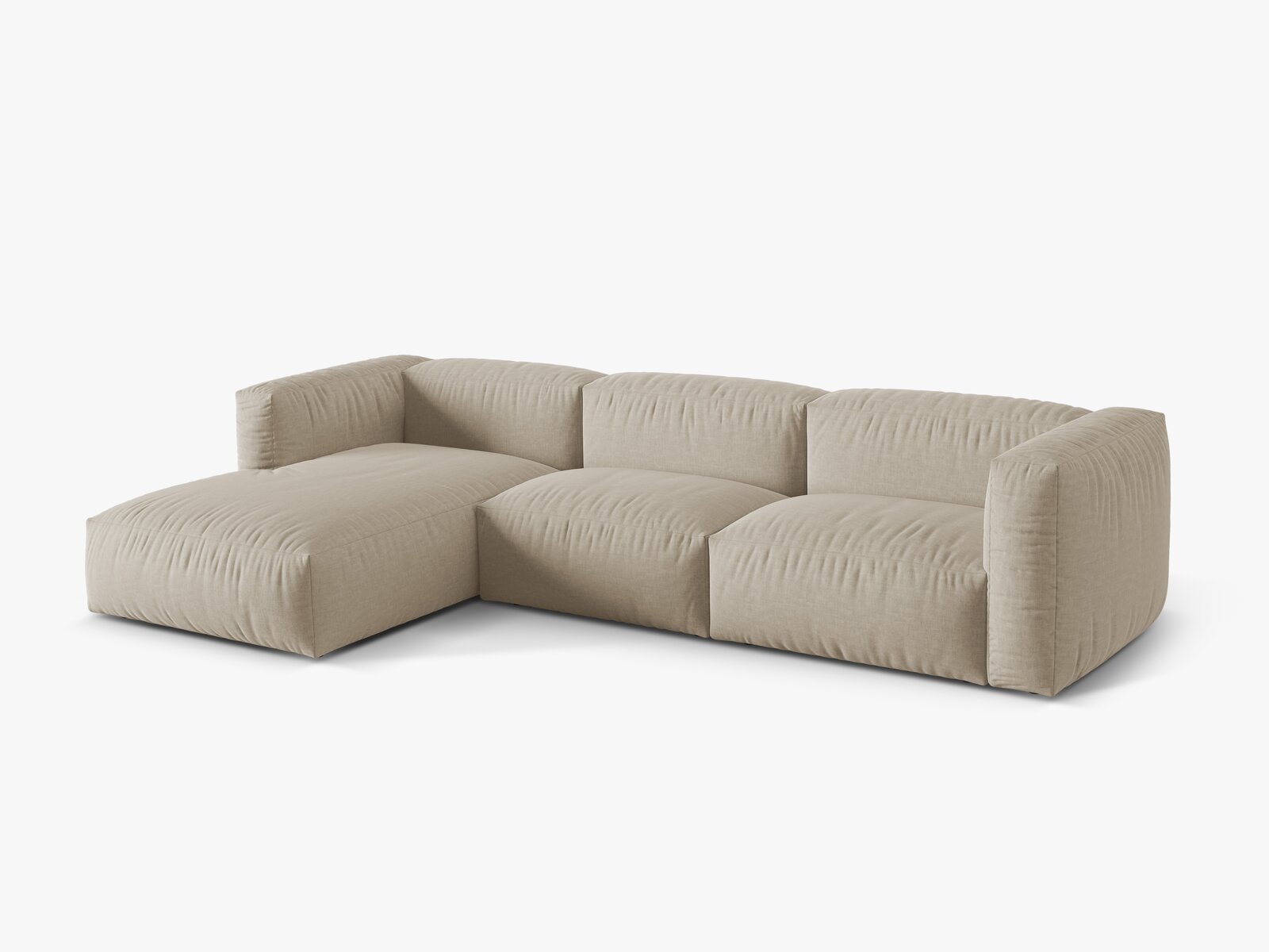 Micadoni Ecksofa Martina 3-Sitzer Links Strukturierter Stoff Boston Helles Beige