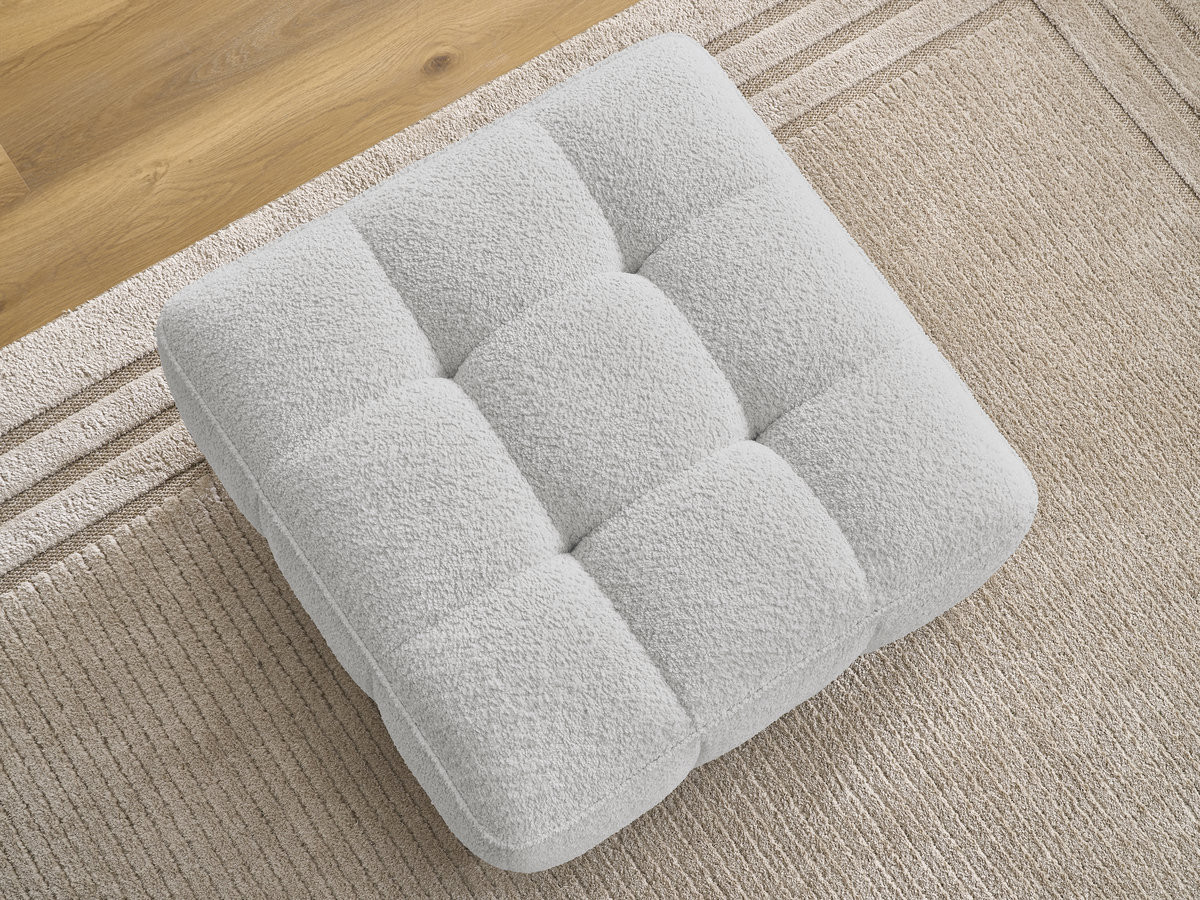 Bobochic Anis Pouf Bouclé-Stoff Hellgrau