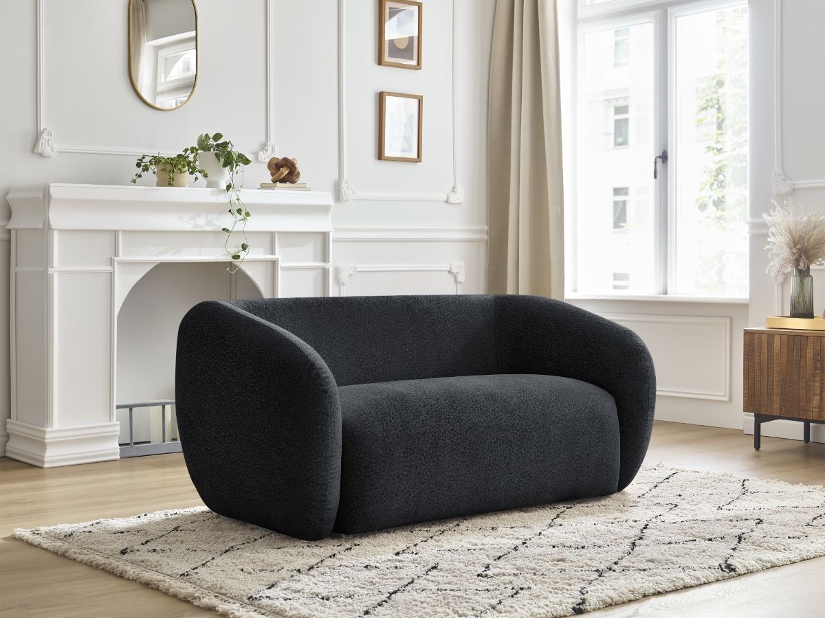 Bobochic Celine Sofa 2-Sitzer Strukturstoff Schwarz
