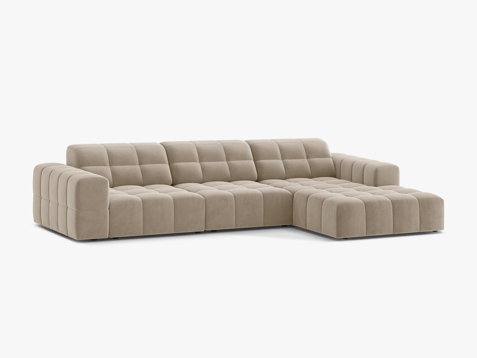 Micadoni Ecksofa Jennifer 4-Sitzer Rechts Samt Bluvel Dunkelbeige