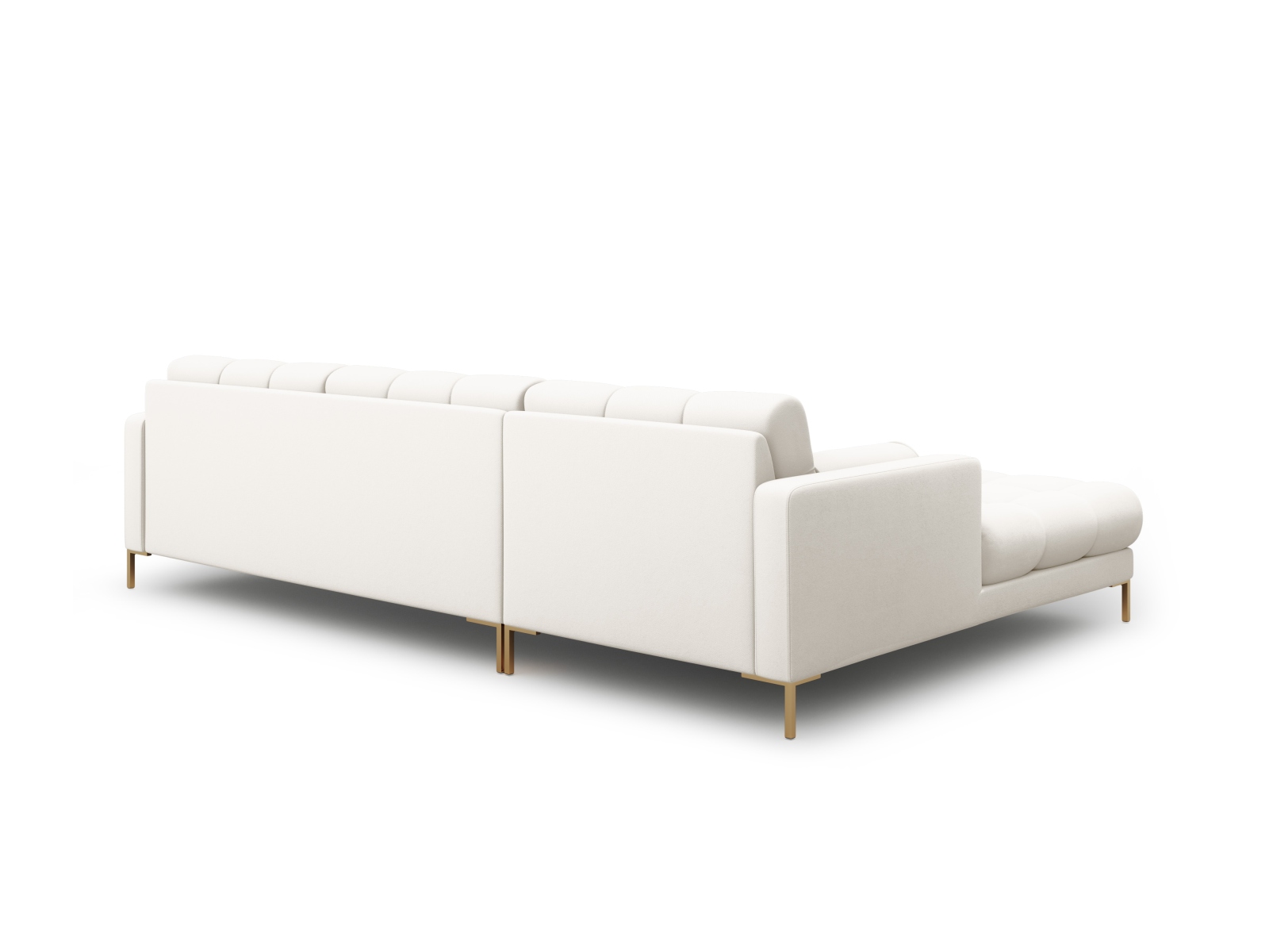 Cosmopolitan Design Ecksofa Bali 5-Sitzer Strukturierter Stoff Neve Helles Beige Links Beine Gold