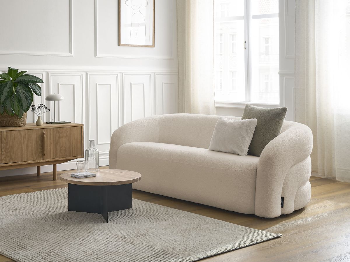 Bobochic Elina Sofa 3-Sitzer Bouclé-Stoff Beige