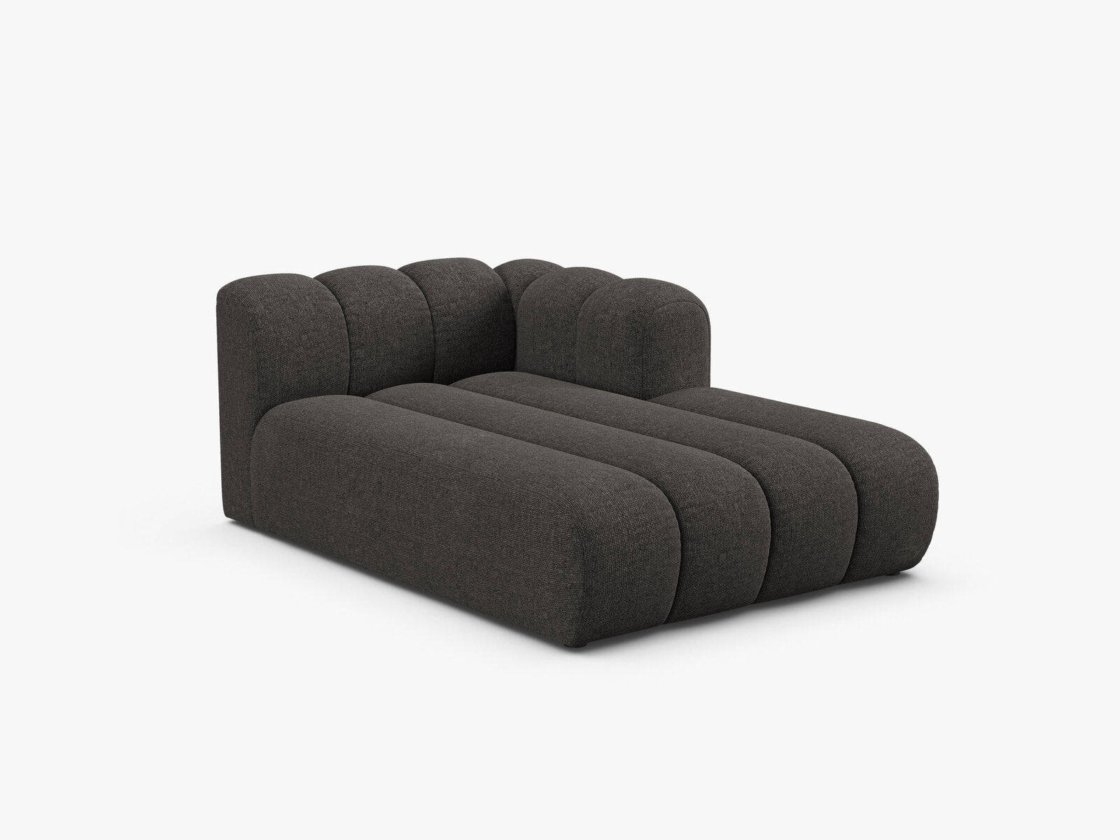 Micadoni Recamiere Lupine 2-Sitzer Rechts Chenille Eden Dunkelgrau