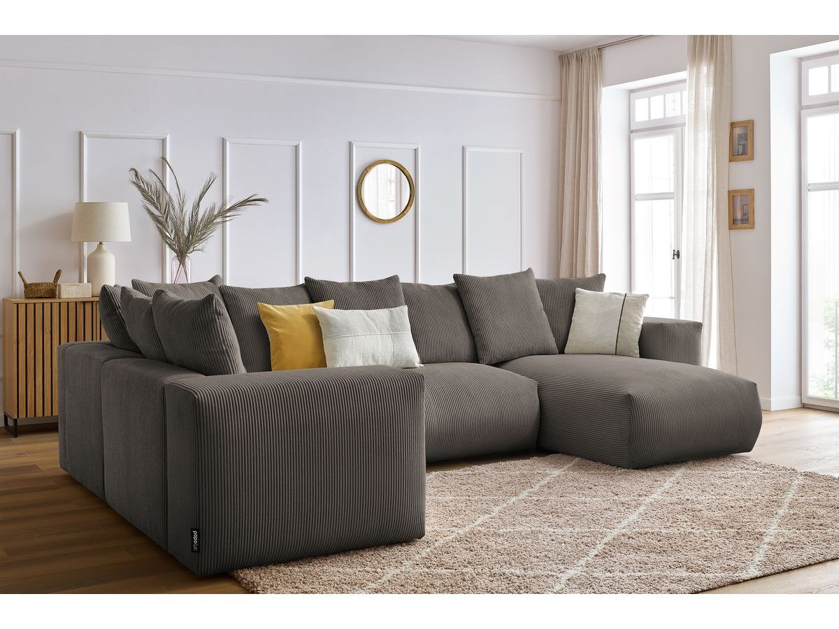 Bobochic Voltaire Wohnlandschaft 356 × 214 cm Cordsamt Taupe Ecke rechts