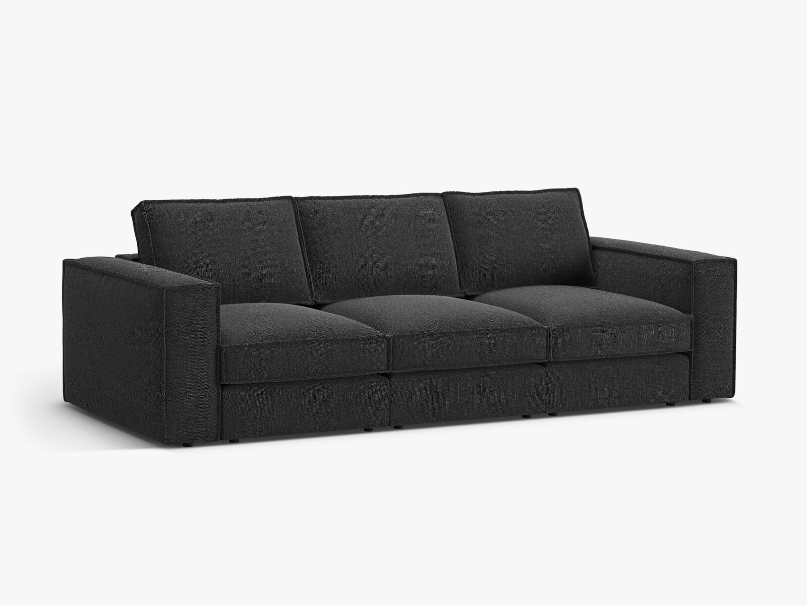 Micadoni modulares Sofa Pola 4-Sitzer Strukturierter Stoff Babel Schwarz