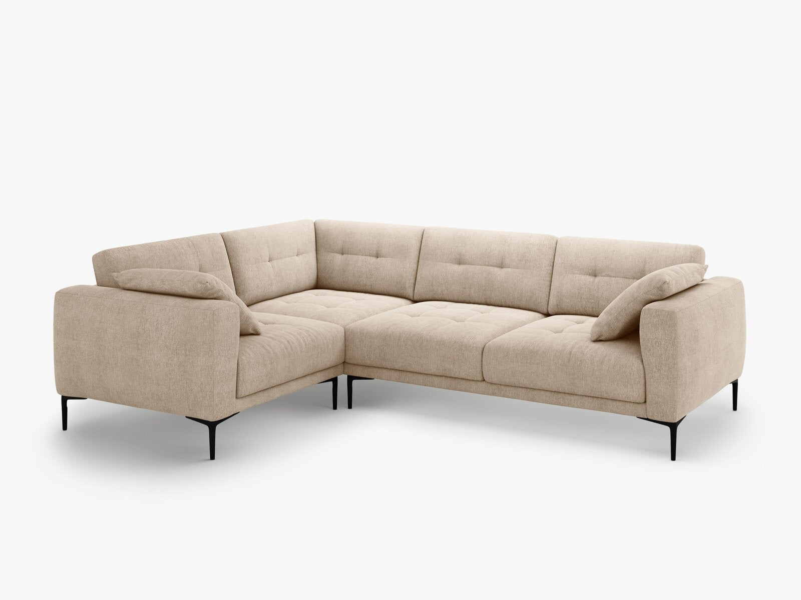 Micadoni Ecksofa Bemy 4-Sitzer Links Strukturierter Stoff Sand