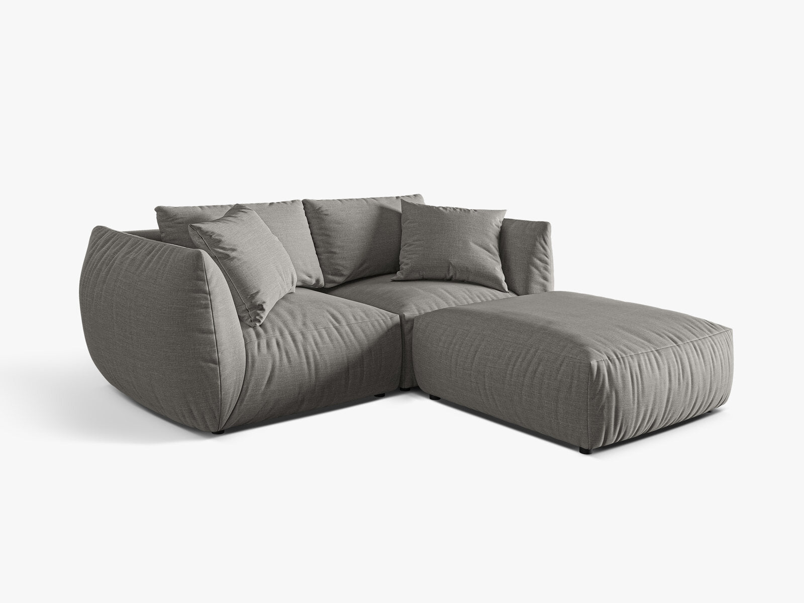 Micadoni Modulares Sofa Chris 4-Sitzer Strukturierter Stoff Warmes Grau