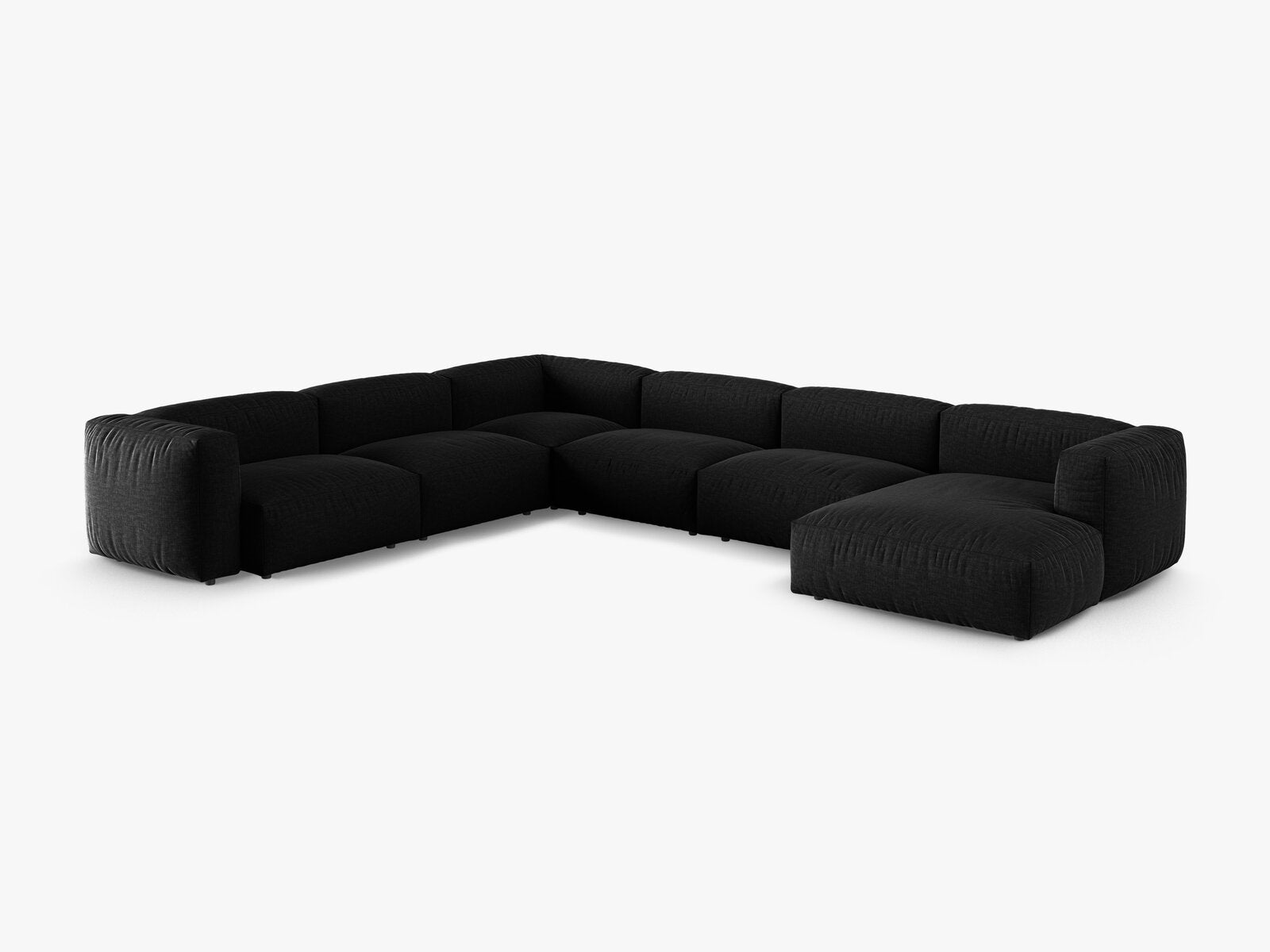 Micadoni modulares Ecksofa XL Martina 6-Sitzer 90cm Sitztiefe Links Strukturierter Stoff Boston Schwarz