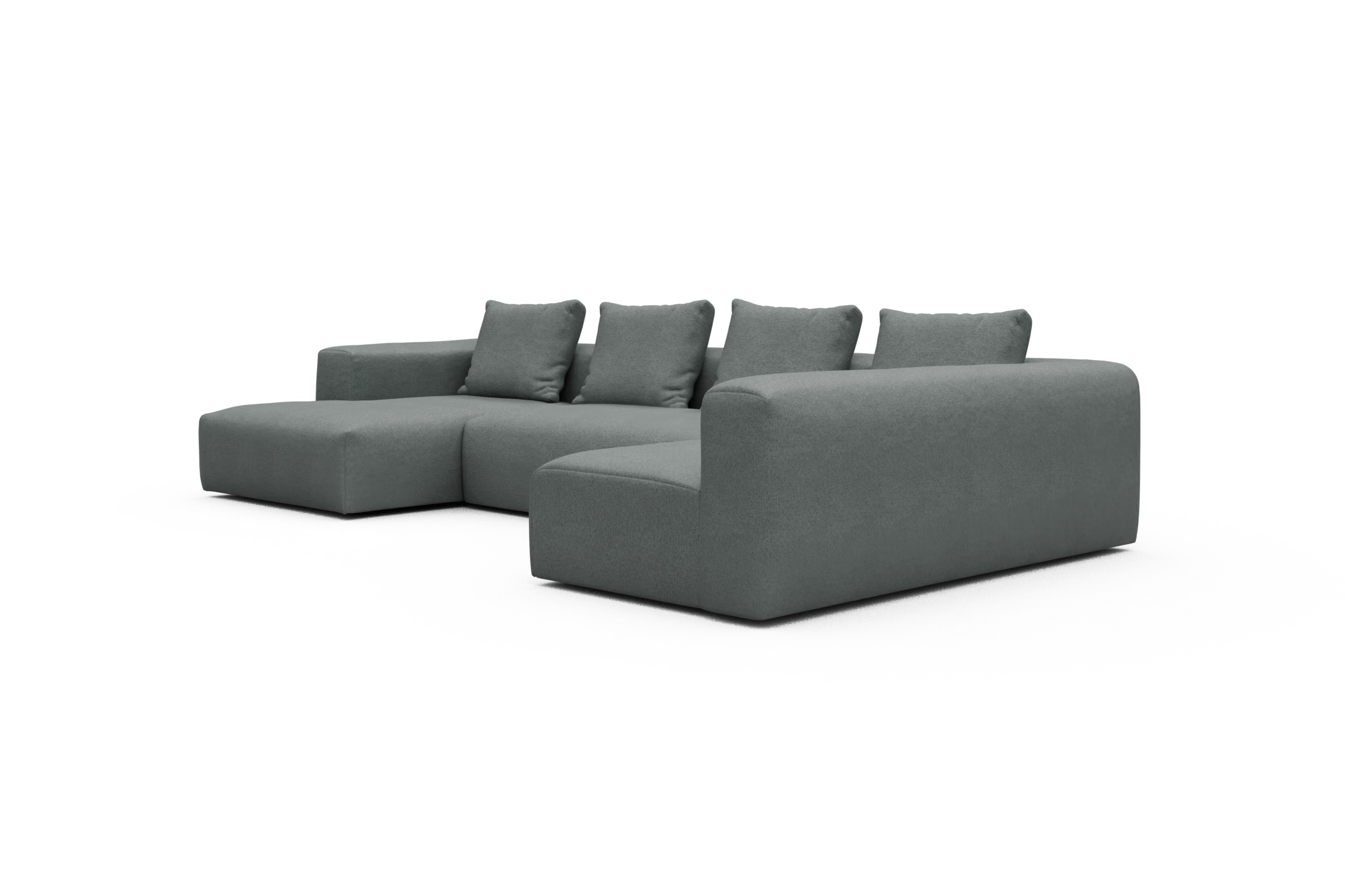 Wohnlandschaft Fred Chaiselongue links mit 2-Sitzer und lange Armlehne rechts Denari-Soft-Grey
