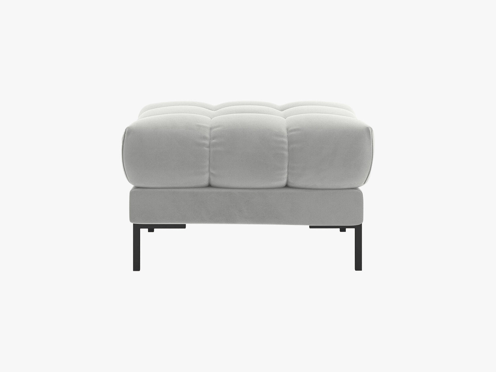 Micadoni Hocker Mamaia 1-Sitzer Samt Bluvel Silber schwarze Beine