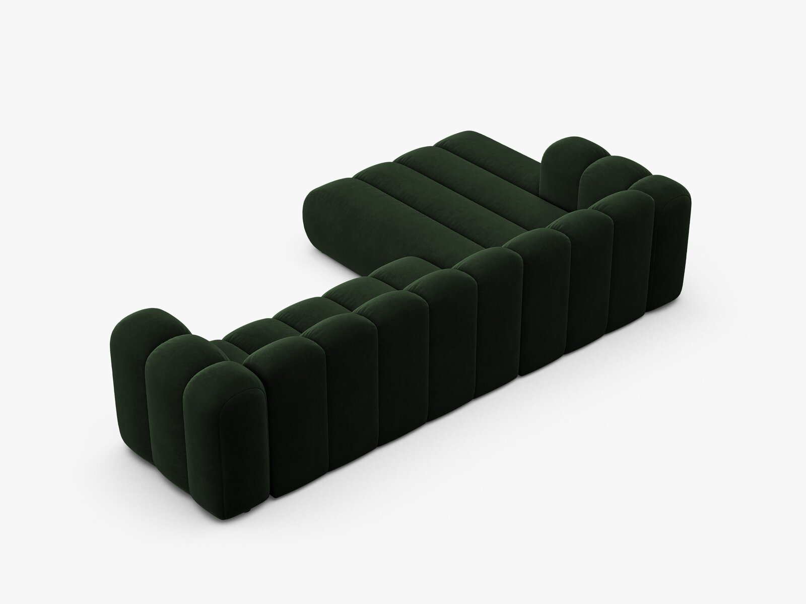 Micadoni Modulares Ecksofa Lupine 4-Sitzer Samt Venus Flaschengrün Links