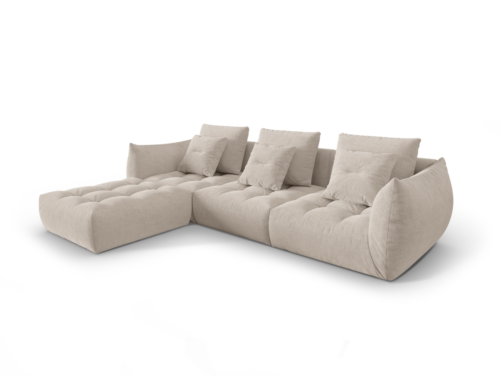 Micadoni Ecksofa Bloom 2-Sitzer Strukturierter Stoff Dunkelbeige
