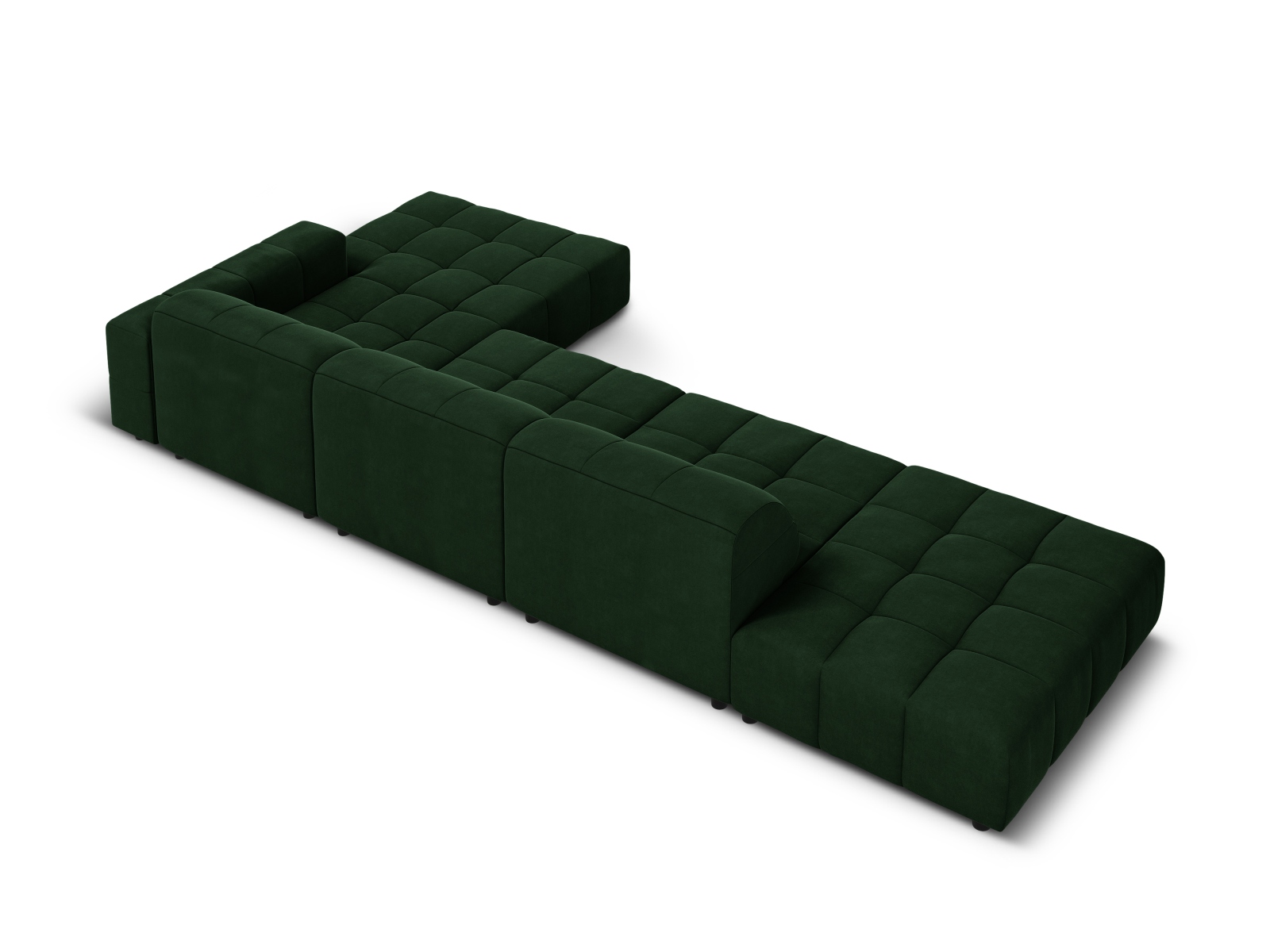 Cosmopolitan Design Ecksofa Chicago 5-Sitzer offen Samt Bluvel Flaschengrün Rechts