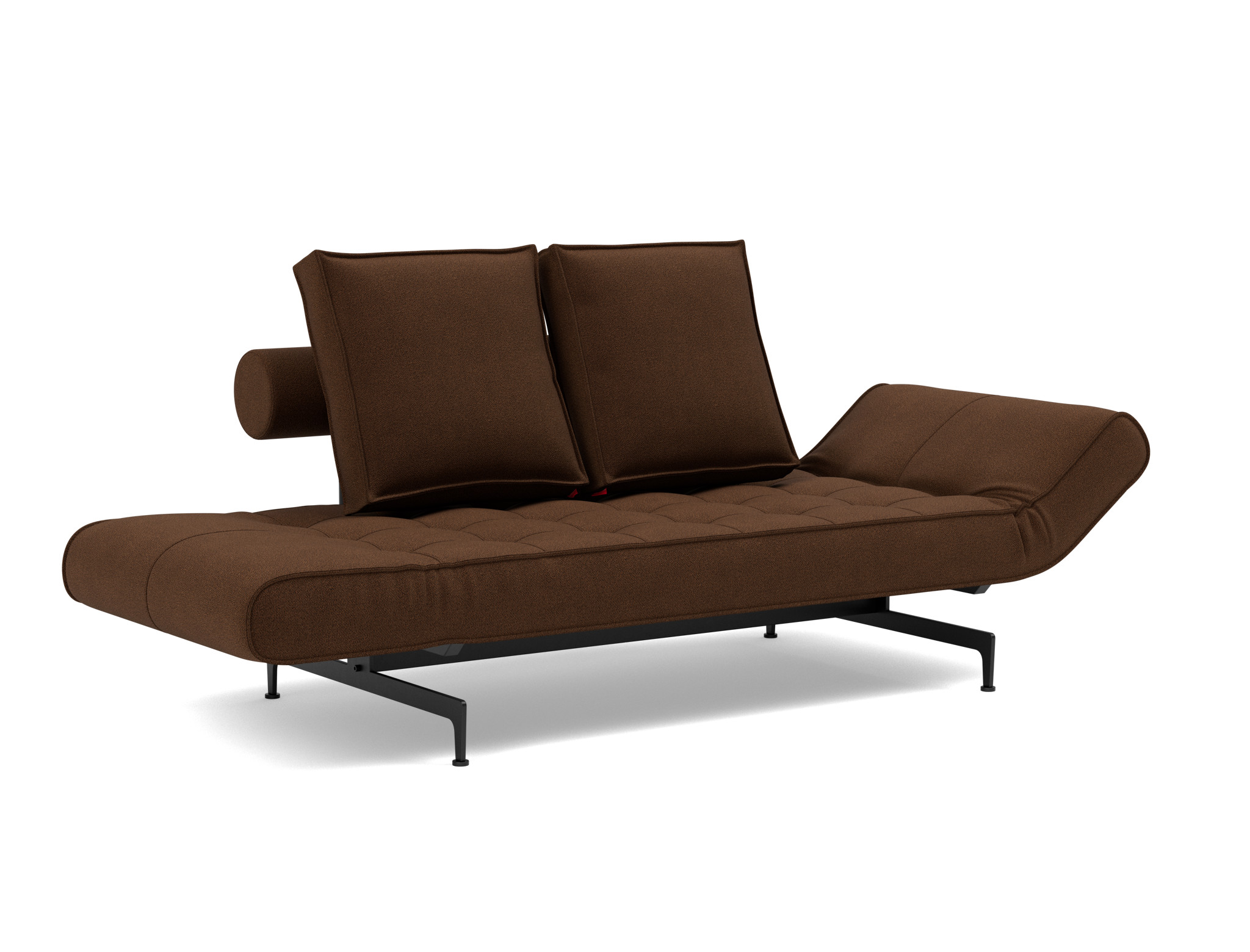 Tagesbett Ghia Strukturierter Stoff Taura 359-Cappuccino Beine Laser schwarz