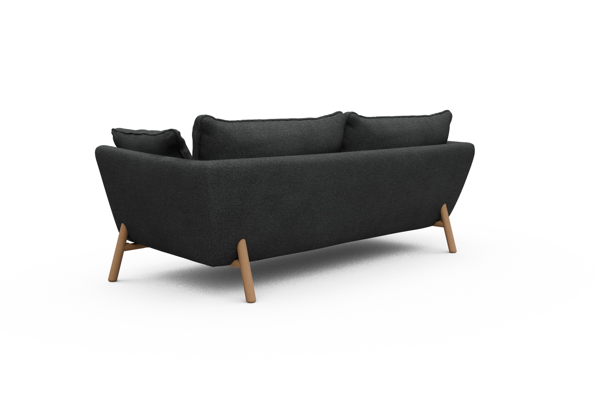 Sofa Emil PREMIUM 3-Sitzer Beinfarbe Eiche Natur Boucle-Charcoal