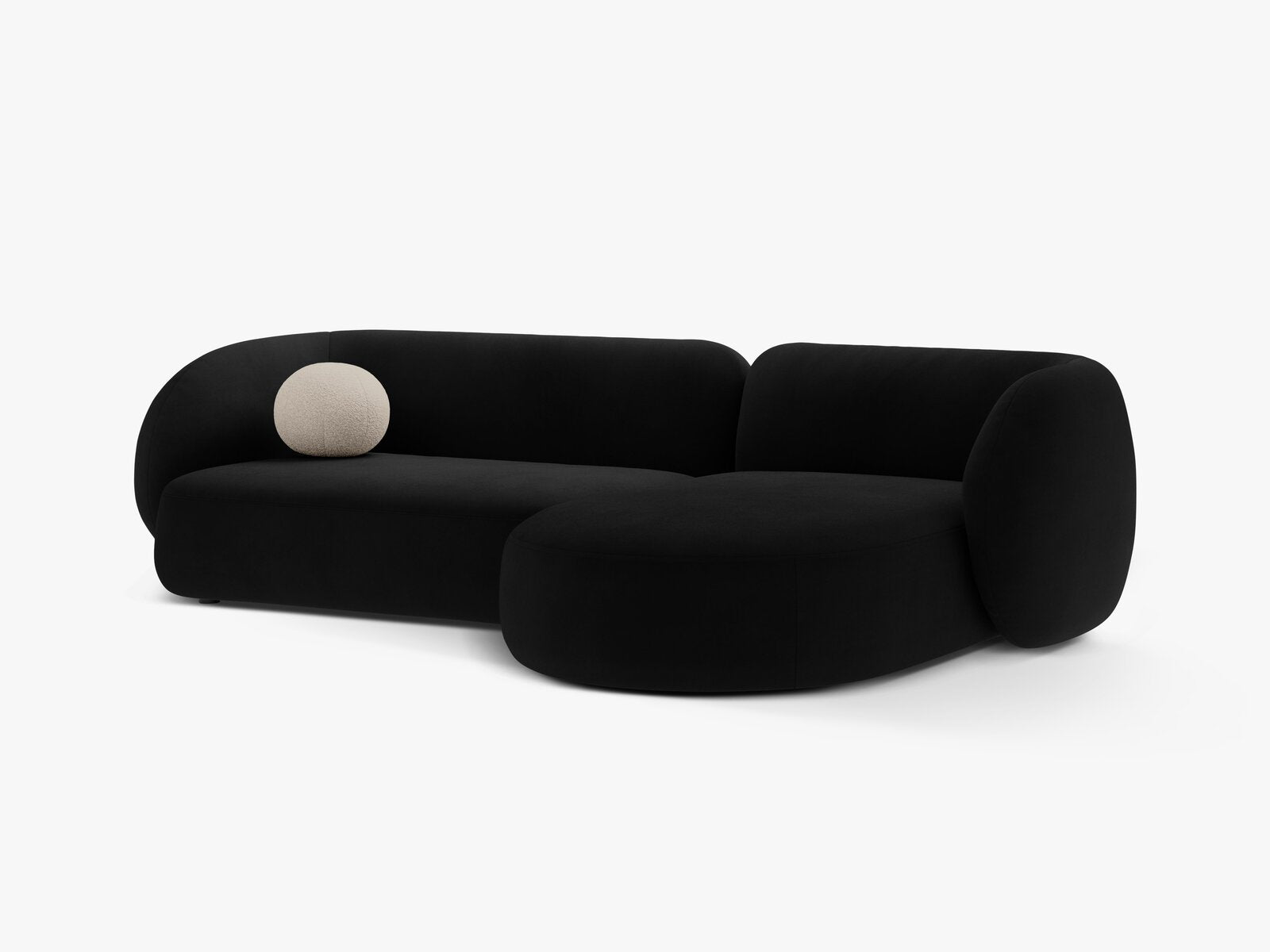 Micadoni Ecksofa Kate 3-Sitzer Rechts Samt Salvador Schwarz