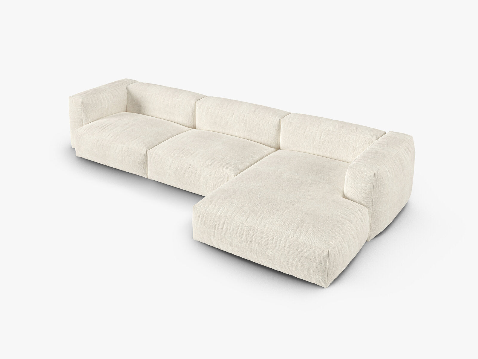 Micadoni Ecksofa Martina 3-Sitzer 90cm Sitztiefe Rechts Boucle Monet Elfenbein