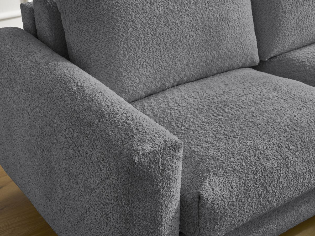 Bobochic Cocoone Ecksofa mit Schlaffunktion und Bettkasten Bouclé-Stoff Dunkelgrau, Liegefläche 140 × 200 cm