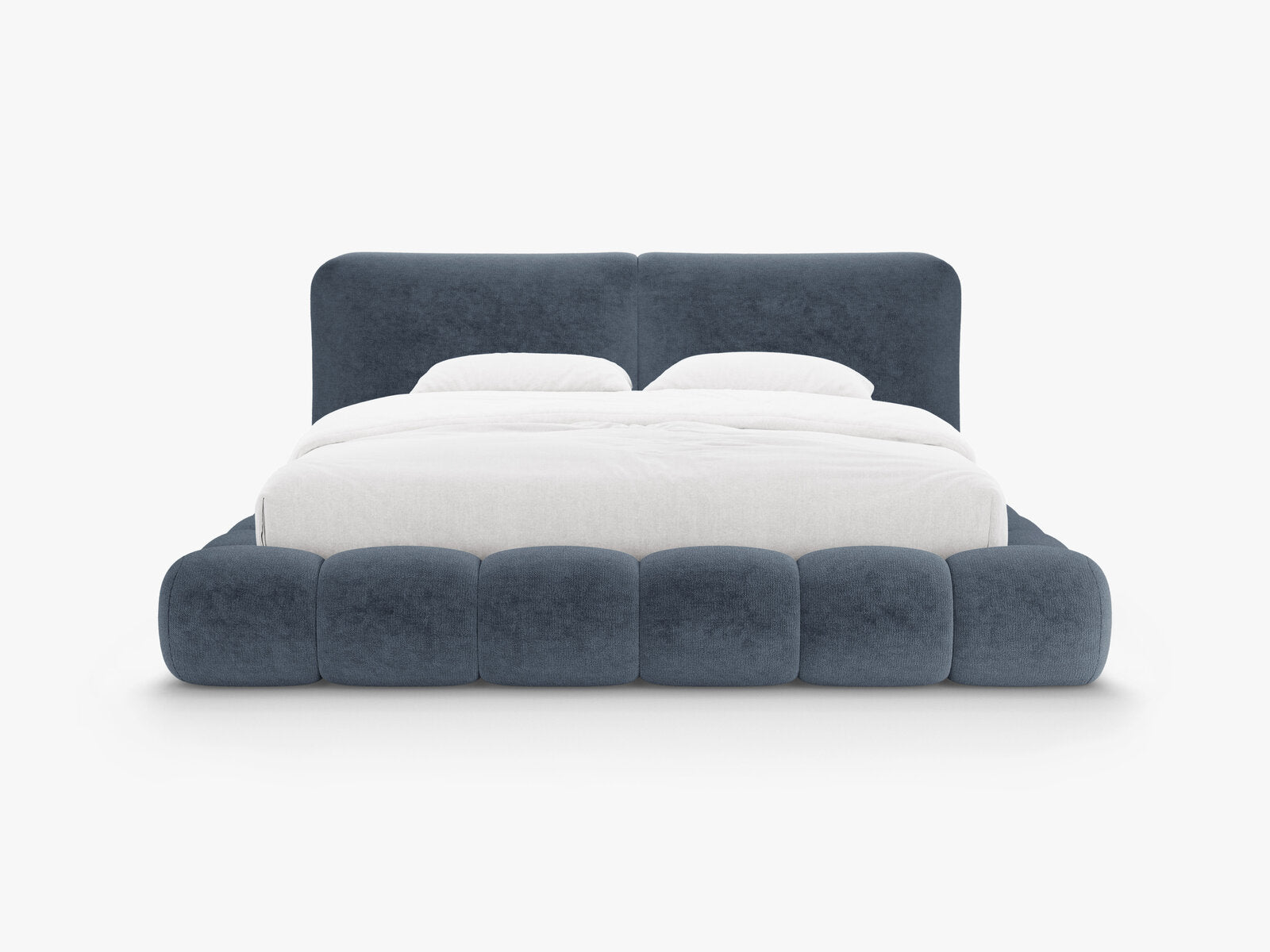 Micadoni Stauraumbett mit Kopfteil Solange Chenille Perfect Harmony Dunkelblau 140x200