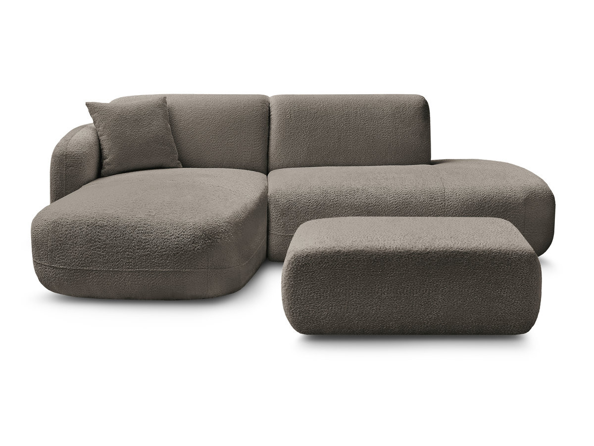 Bobochic Anda Ecksofa mit Pouf 241 × 163 cm Chenille Taupe Ecke links