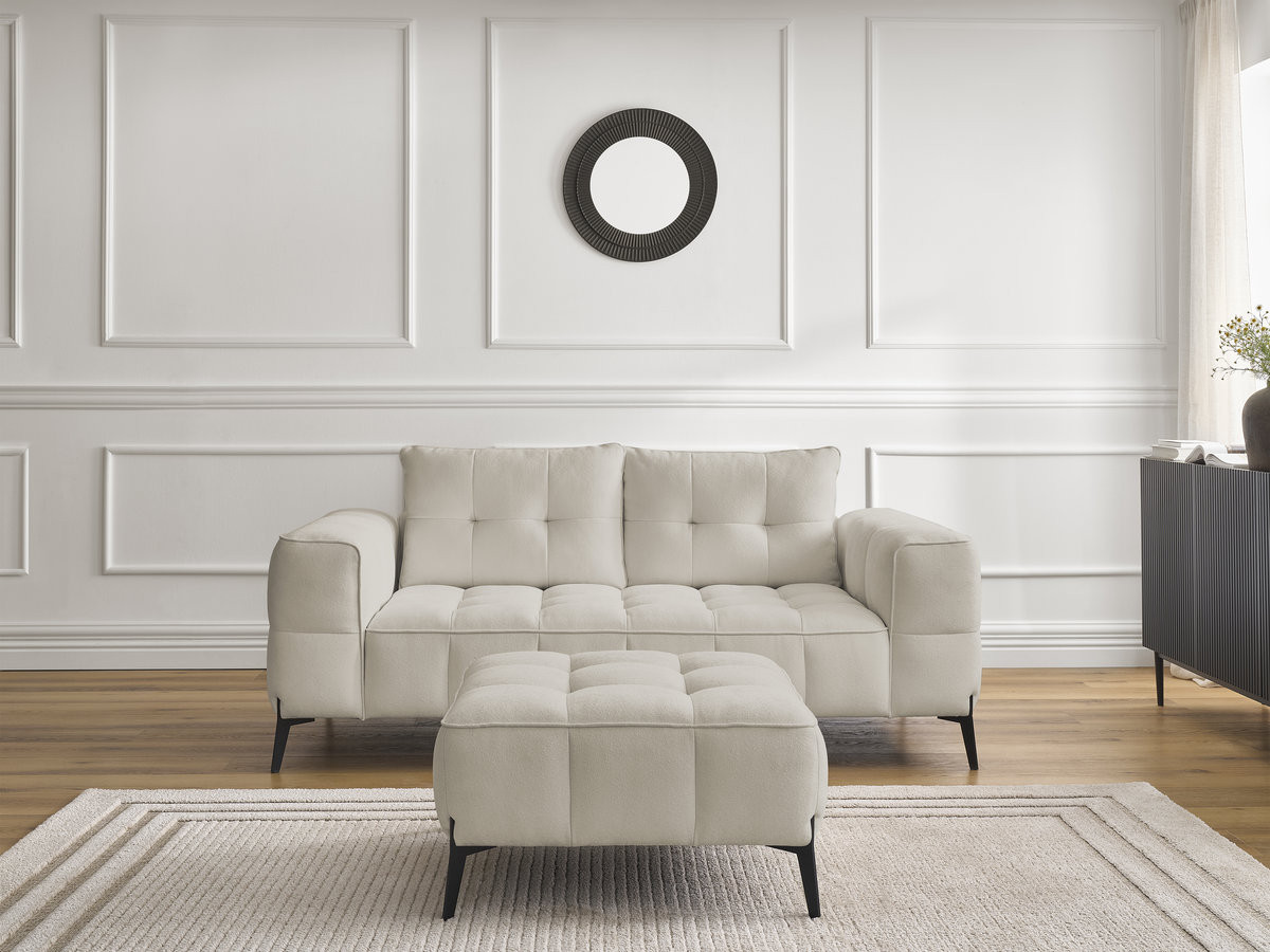 Bobochic Anis Sofa 2-Sitzer mit Pouf Strukturstoff Beige