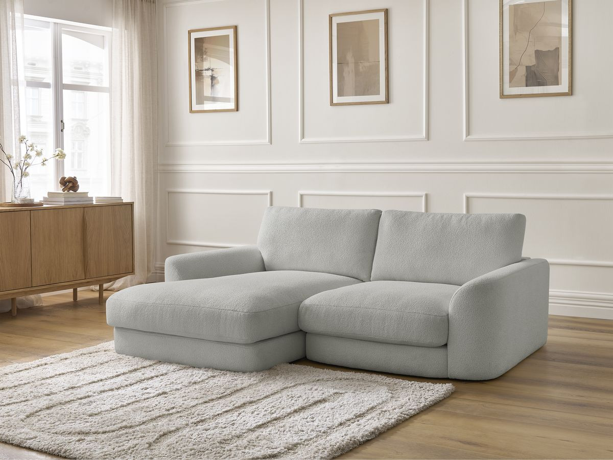 Bobochic Leonore Ecksofa Bouclé-Stoff Hellgrau Ecke links