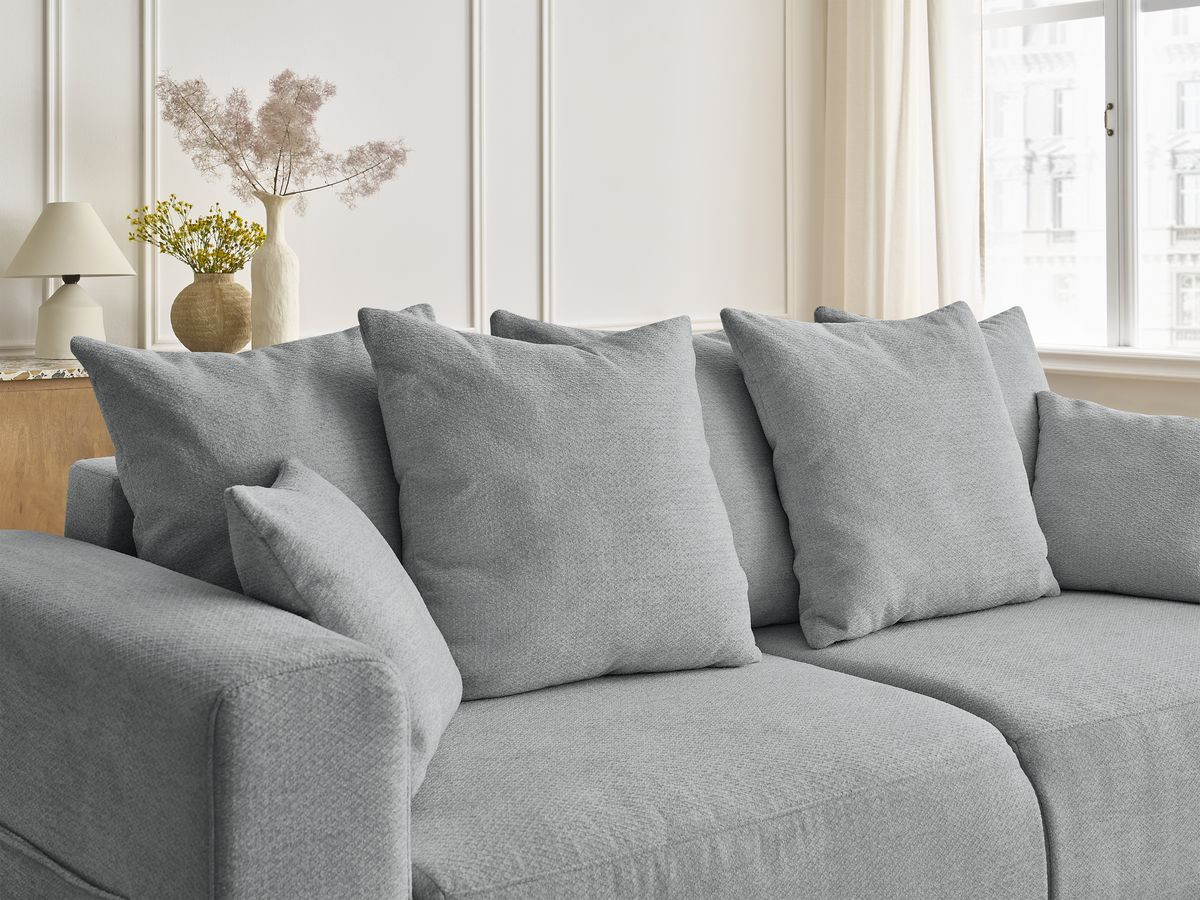 Bobochic Sidonie Schlafsofa 3-Sitzer mit Bettkasten Melange-Stoff Dunkelgrau