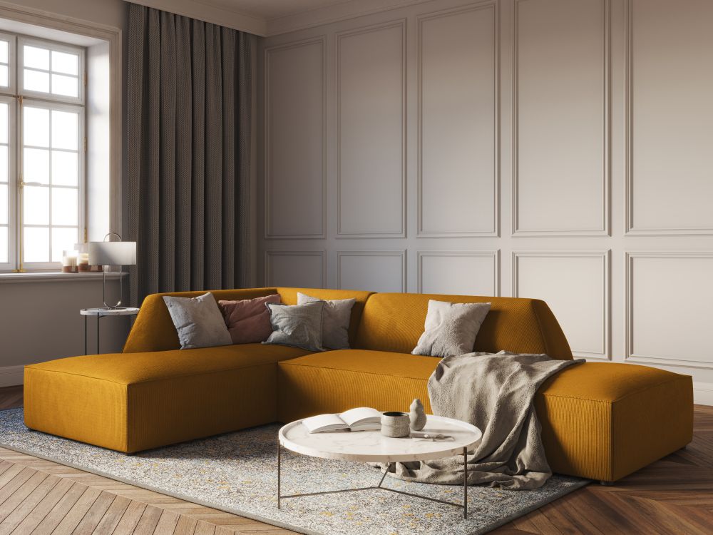 Cosmopolitan Design Ecksofa Siena 4-Sitzer offen Kord Scala Gelb Links