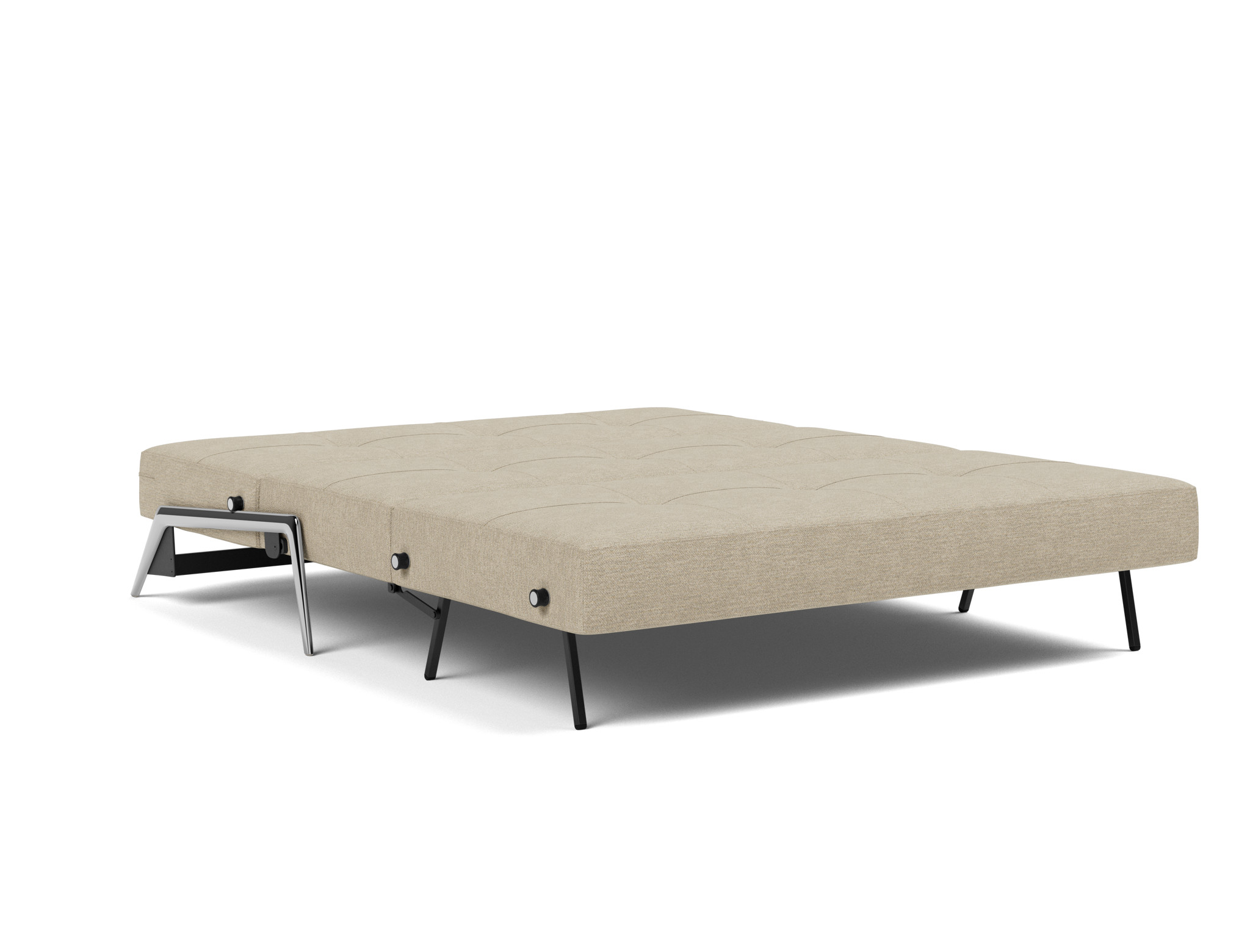Schlafsofa Cubed 160 Strukturierter Stoff Taura 356-Sand Beine Aluminium