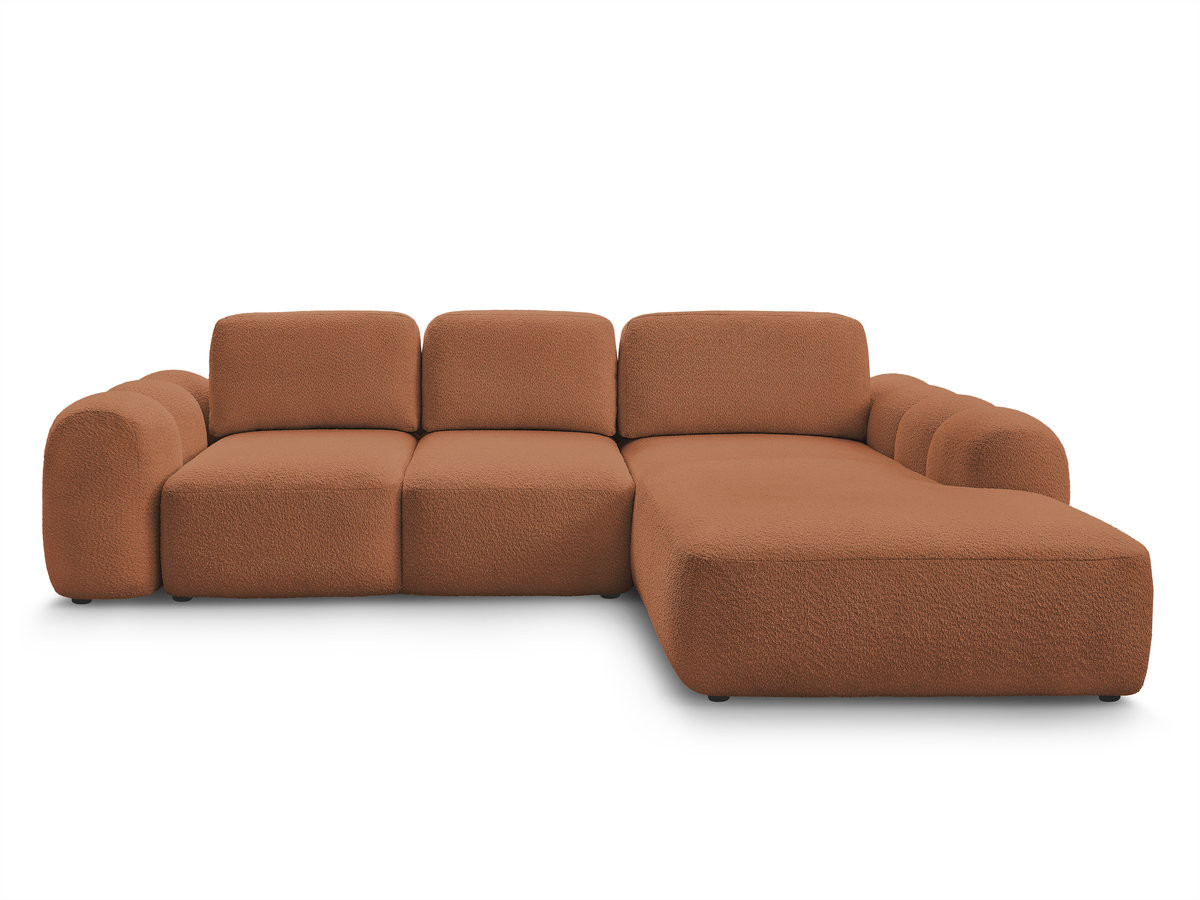 Bobochic Montaigne Ecksofa mit Schlaffunktion und Bettkasten 288 × 196 cm Bouclé-Stoff Orange Ecke rechts