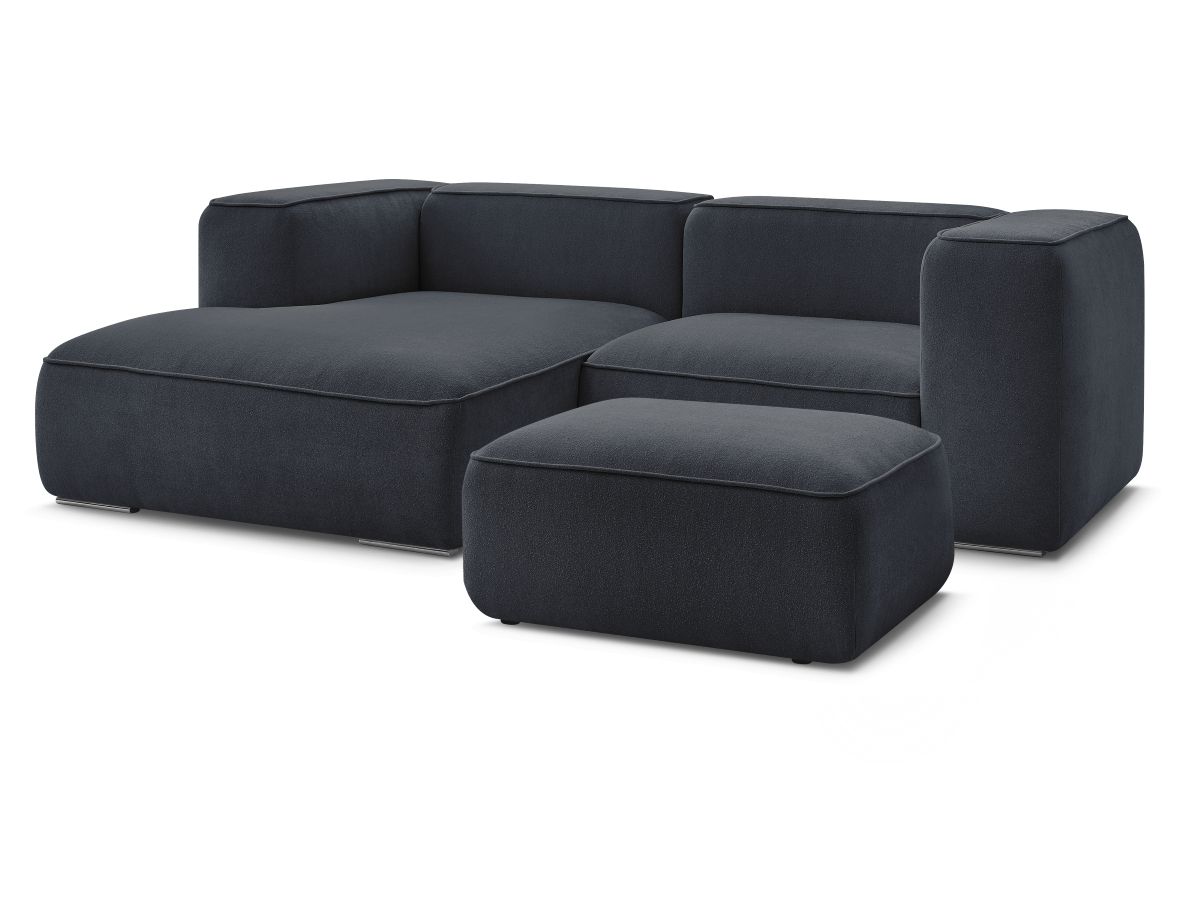 Bobochic Zephyr Ecksofa mit Pouf 260 × 165 cm Strukturstoff Dunkelblau Ecke links