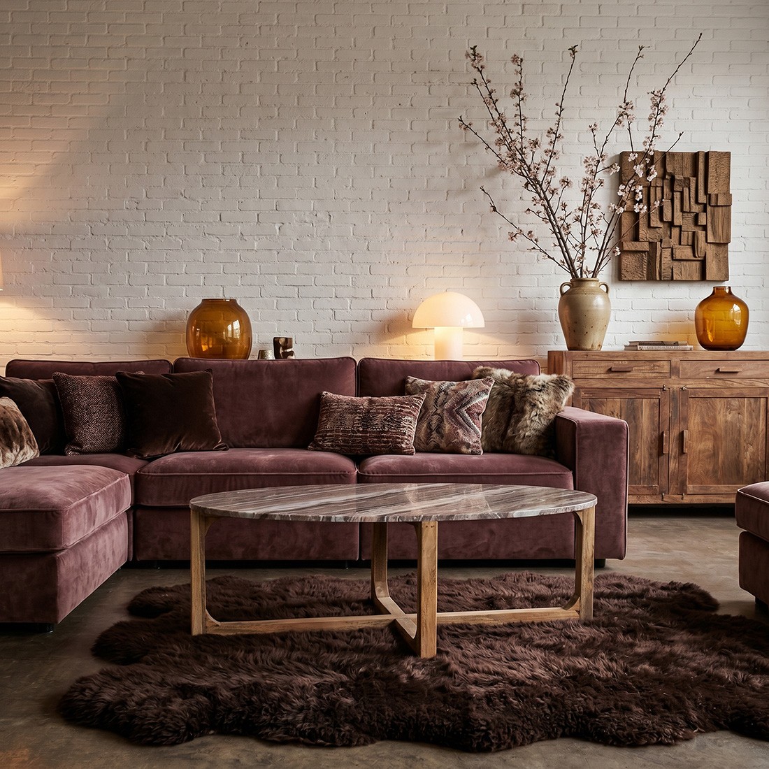 Raw Materials Ovaler Couchtisch aus Marmor Fantasy-Braun